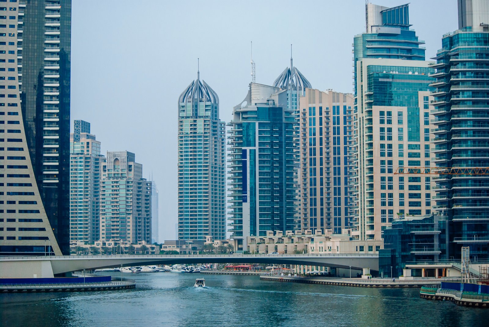 Dubai Marina skyline at sunset